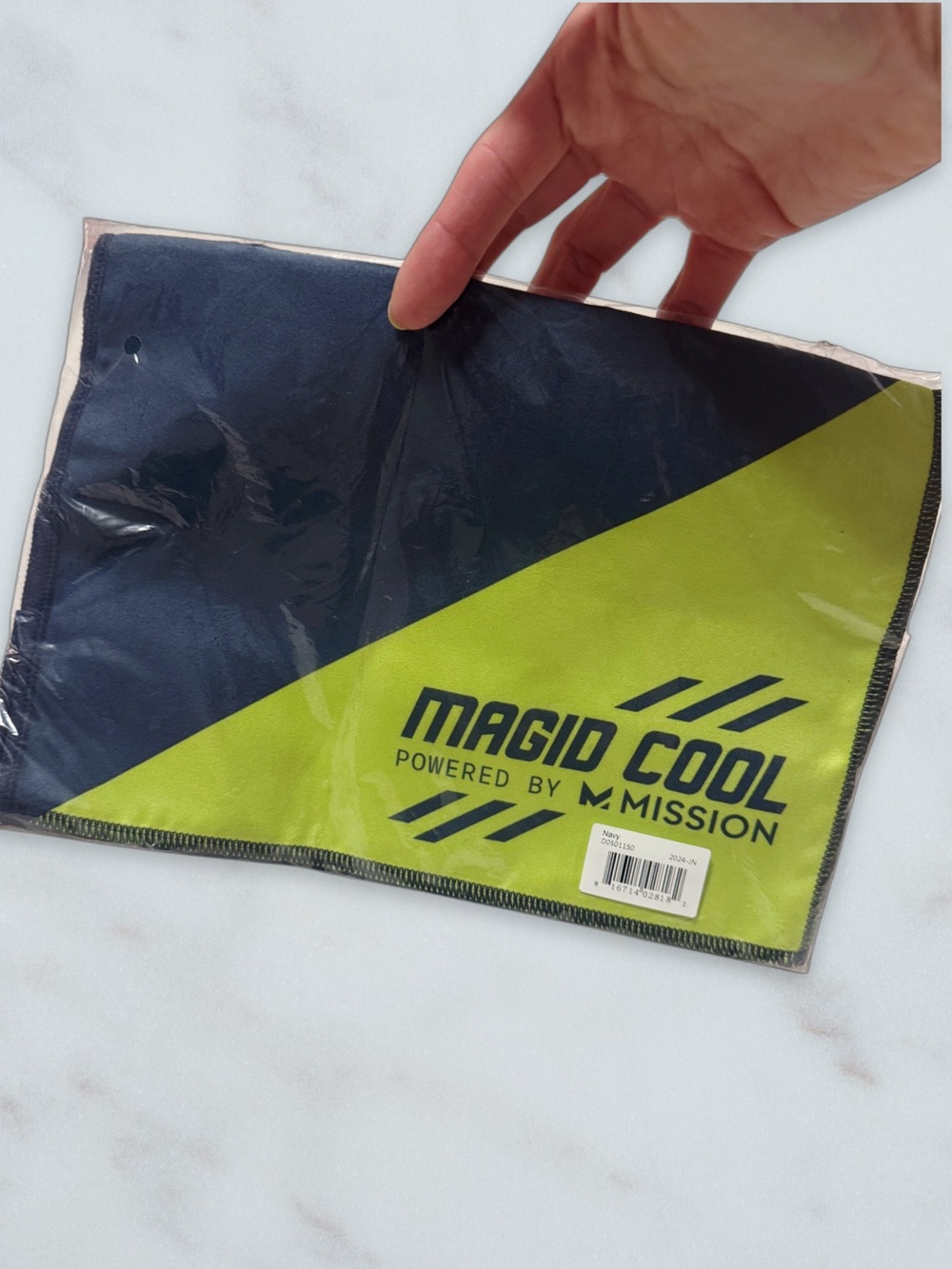 Magid Cool Microfiber Instant Cooling Towel by Mission in Navy/Hi-Vis Yellow